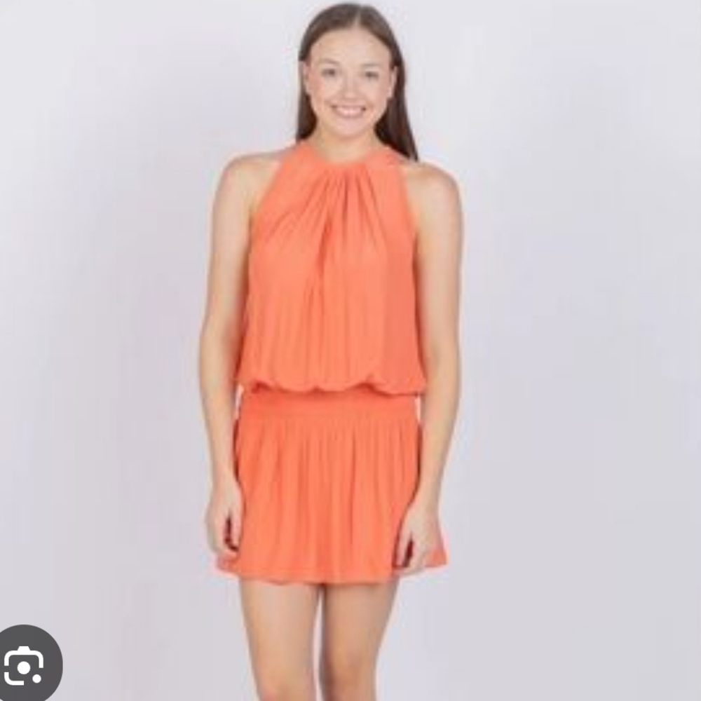 Vibrant Orange Sleeveless Mini Dress